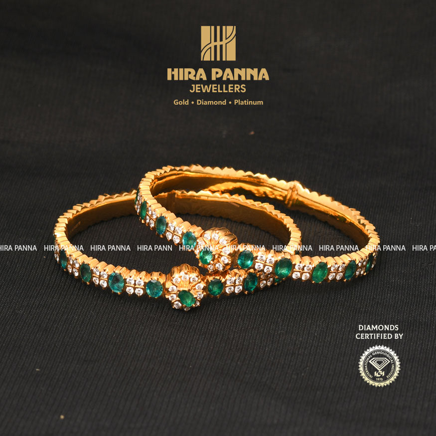 Handmade Emerald Diamond Bangles