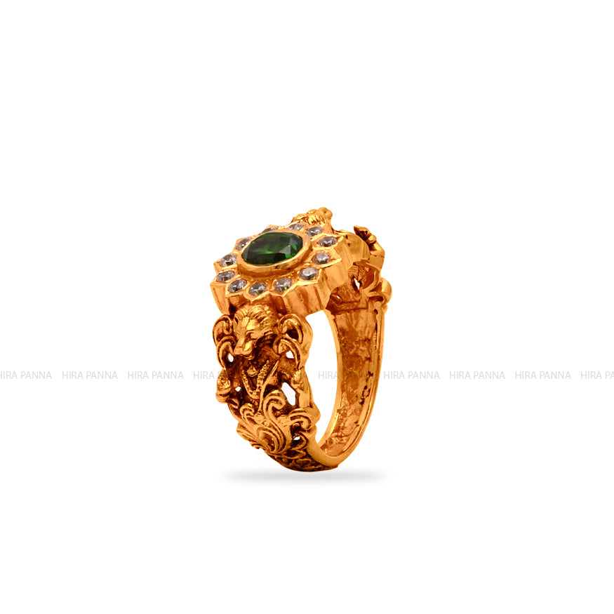 Handmade Hanuman Emerald Ring