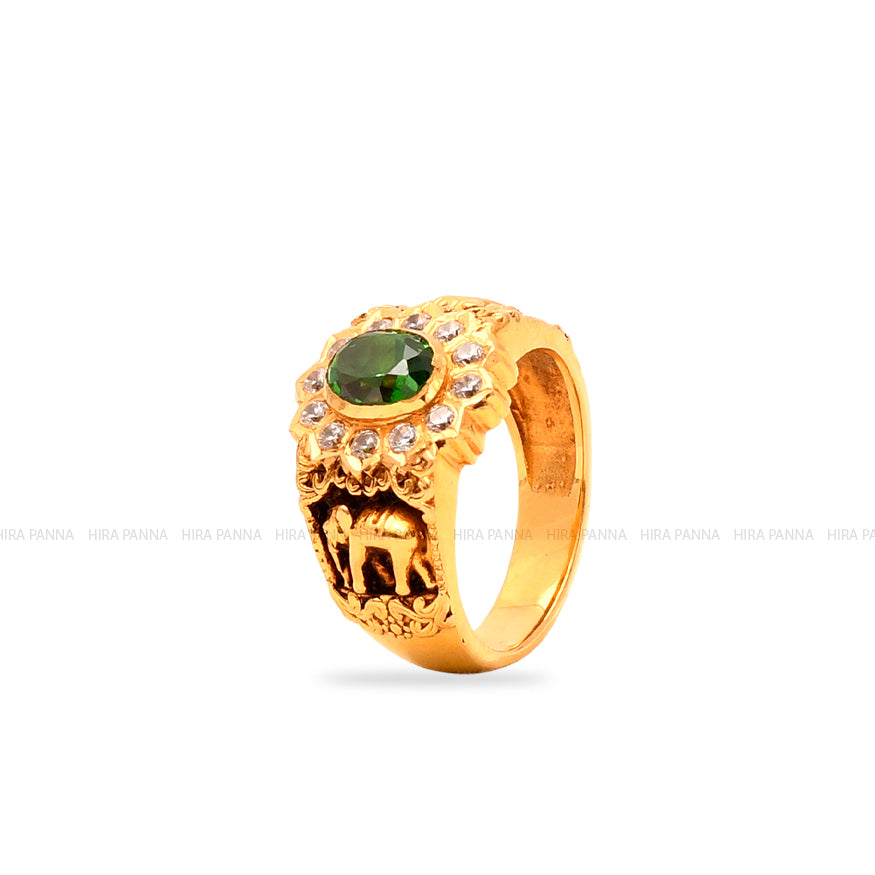 Handmade Elephant Emerald Ring