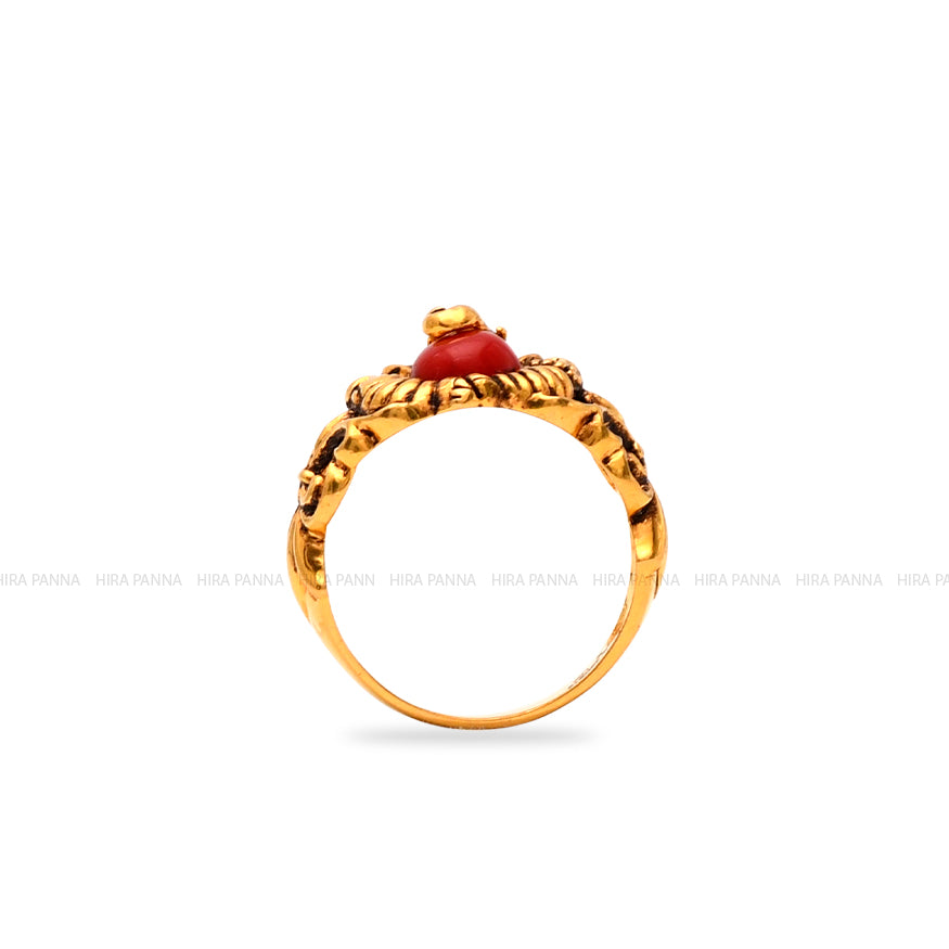 Handmade Coral Ganesh Ring