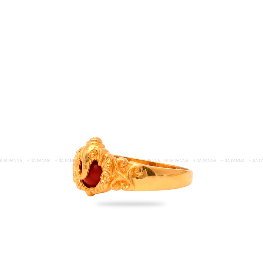 Handmade Coral Ganesh Ring