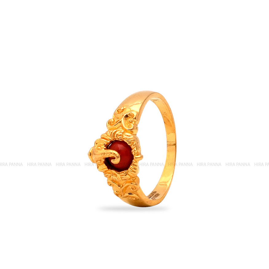 Handmade Coral Ganesh Ring