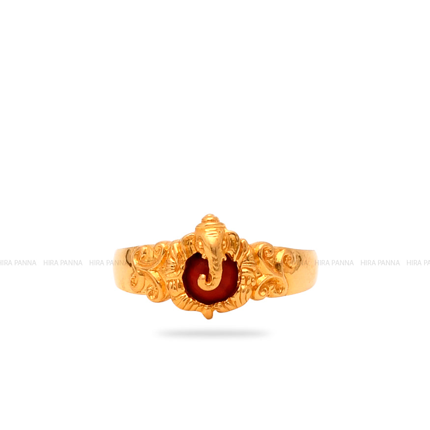 Handmade Coral Ganesh Ring