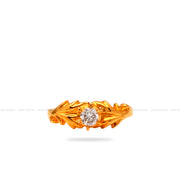 Handmade Solitaire Leaf Ring