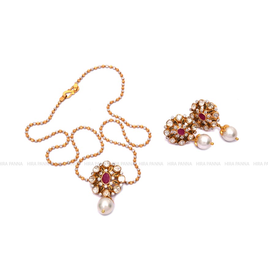 Special Chain & Jadau Pendant & Earrings