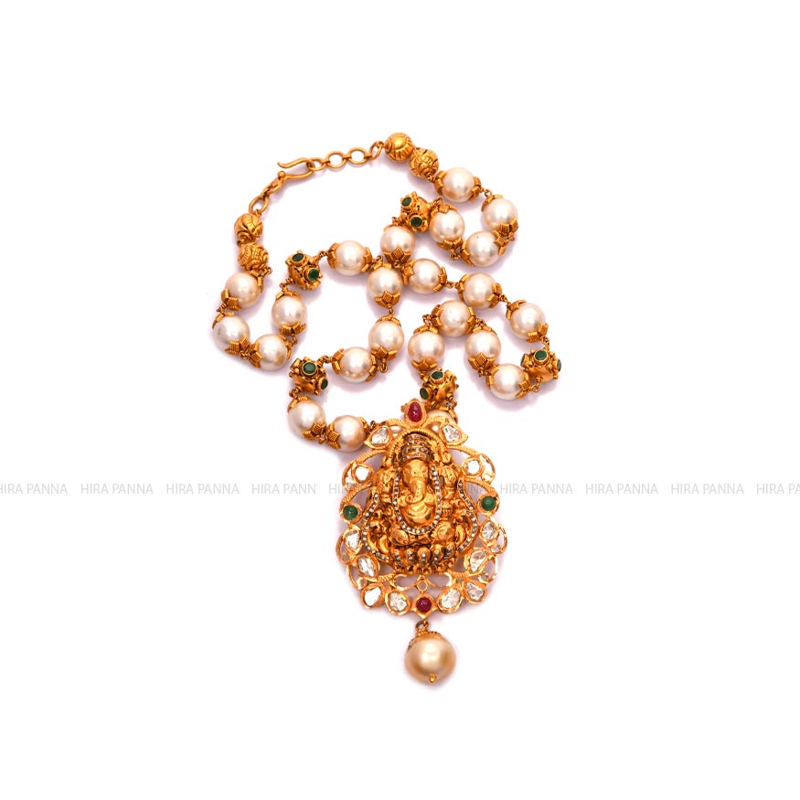 Pearl Mala & Jadau Pendant