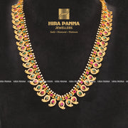 Fancy Ruby & Emerald Mango Neckwear (2 in 1 Vaddanam)