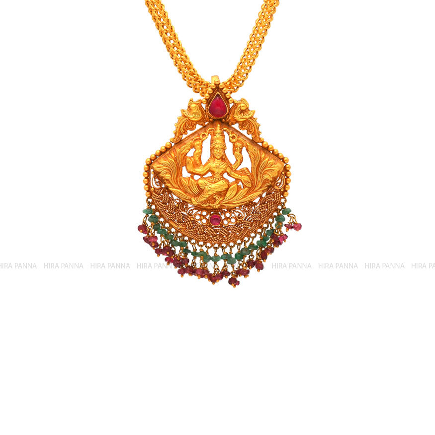 Handmade Lakshmi Devi Pendant With Red Polish