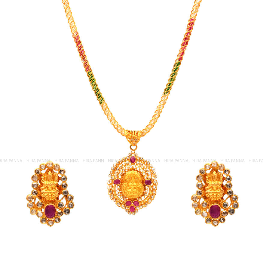 Polki Lakshmi Devi Pendant Set