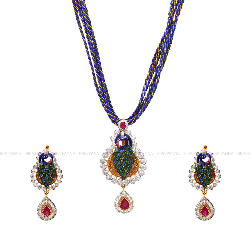 Fancy Peacock Pendant Set