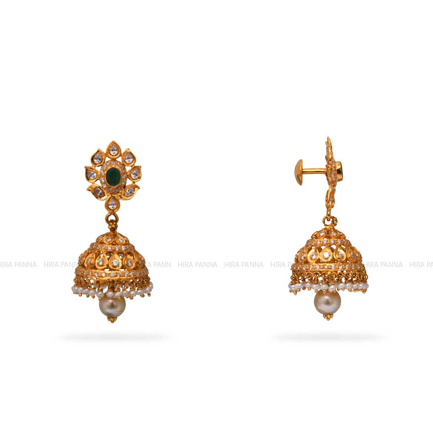 Gold Jhumka Earrings