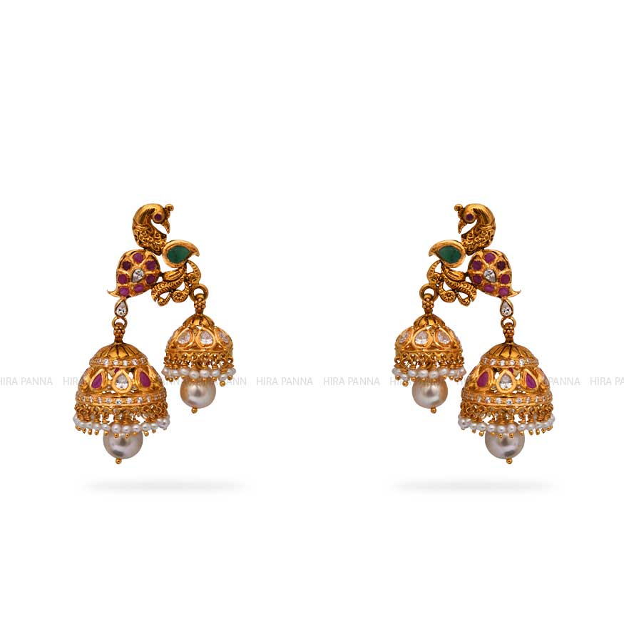 Gold Jhumka Earrings