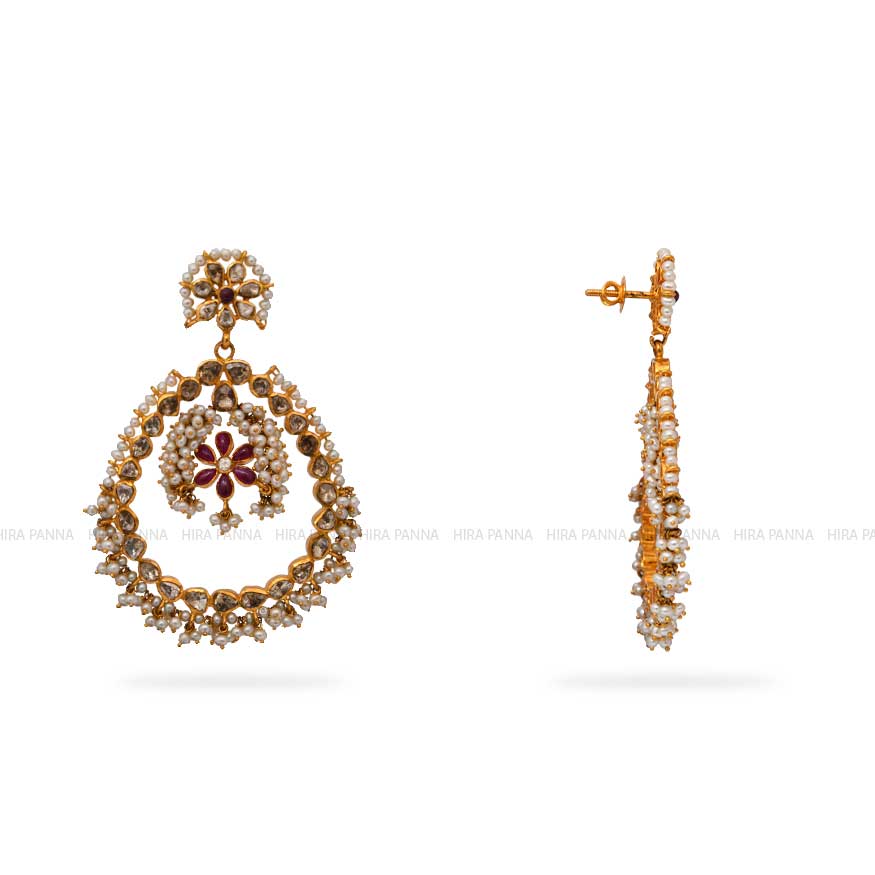 Uncut Chandbali Earrings