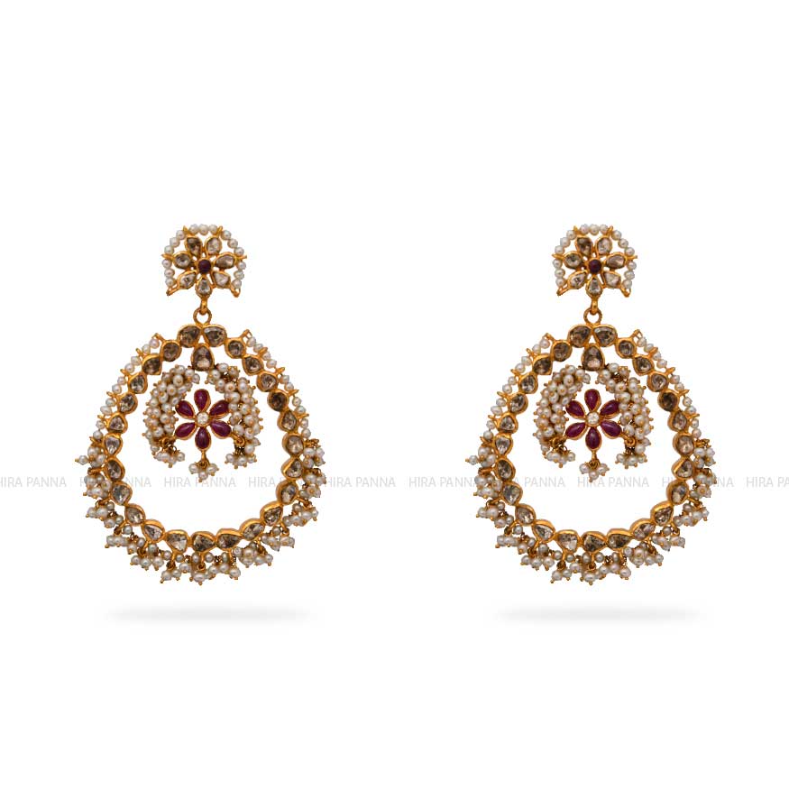 Uncut Chandbali Earrings