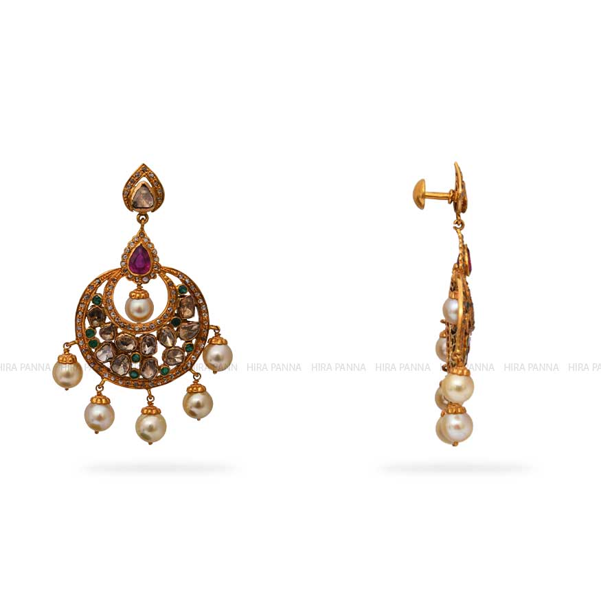 Uncut Chandbali Earrings