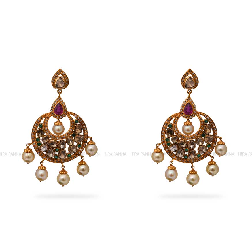 Uncut Chandbali Earrings