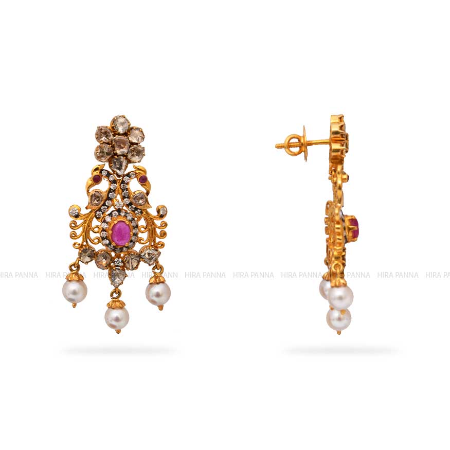 Uncut Chandbali Earrings