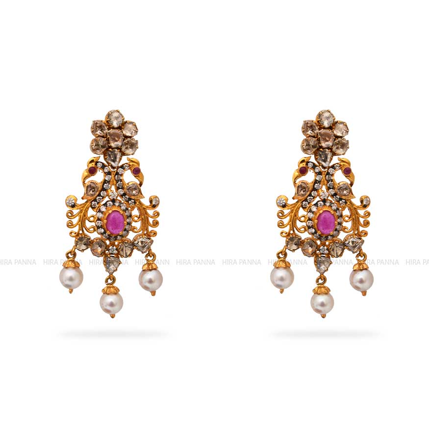 Uncut Chandbali Earrings