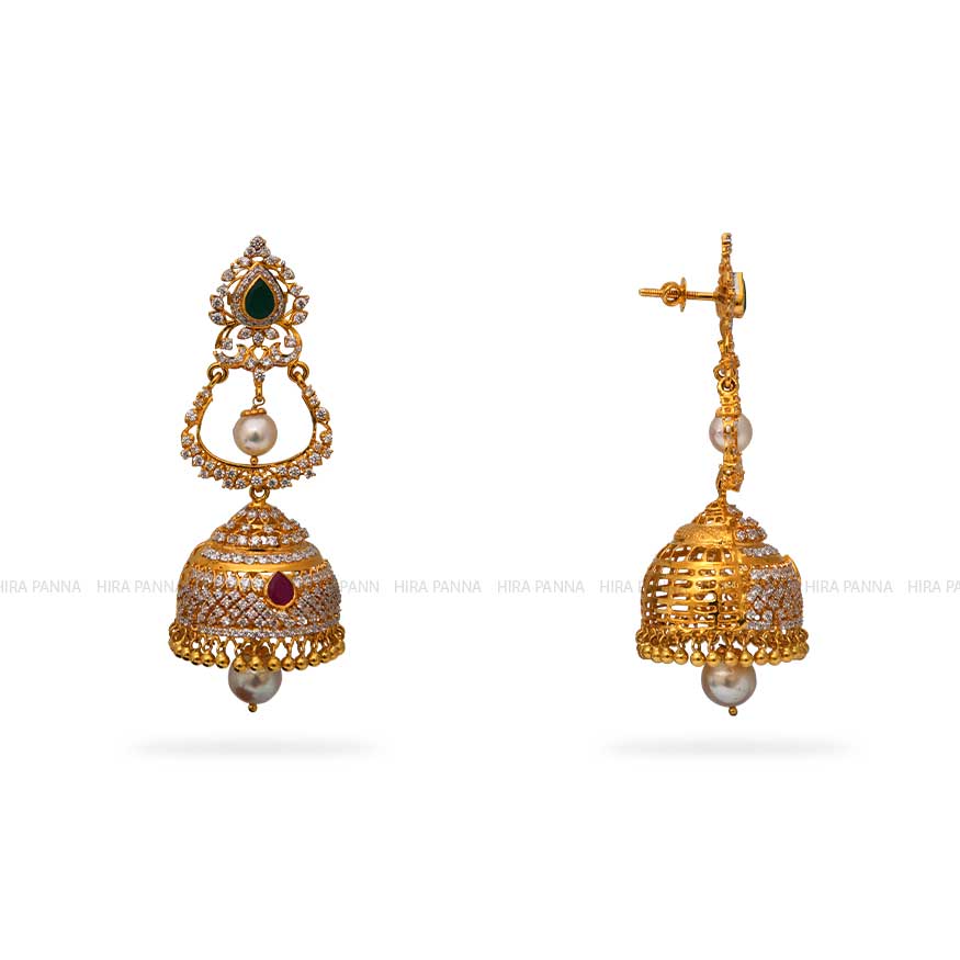 Gold Jhumka Earrings