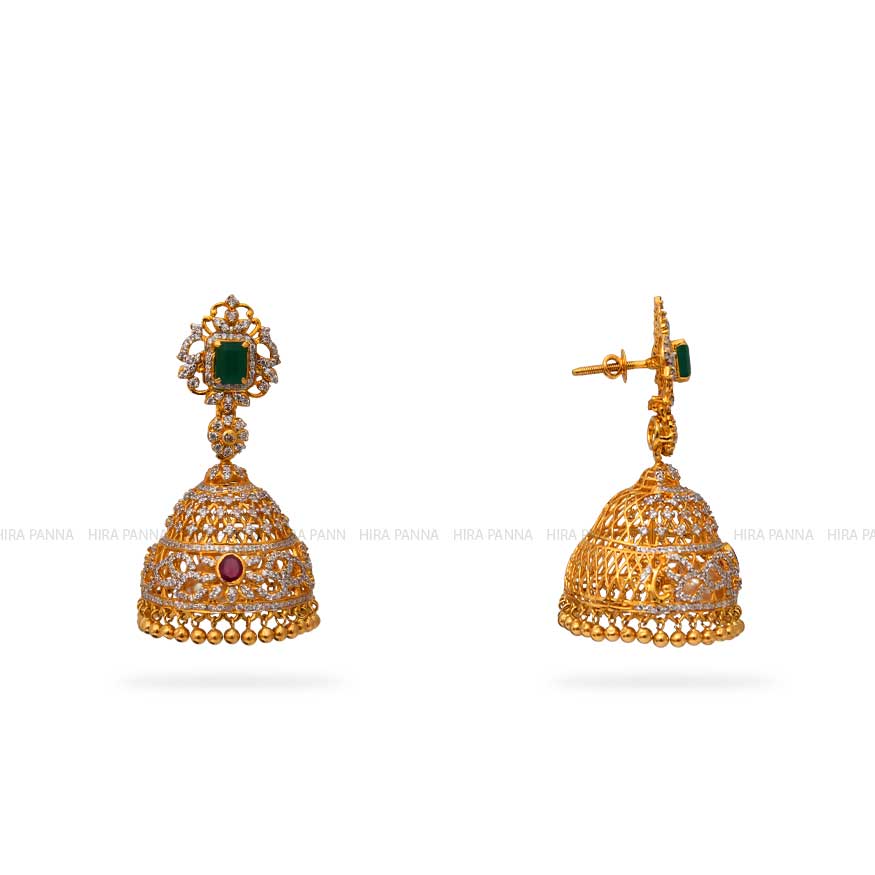 Gold Jhumka Earrings