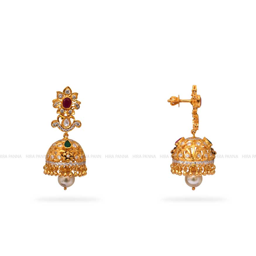 Gold Jhumka Earrings