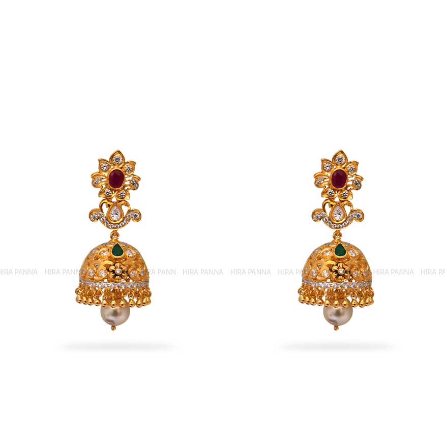 Gold Jhumka Earrings