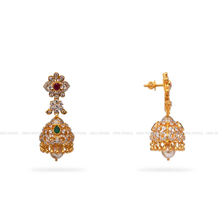 Gold Jhumka Earrings