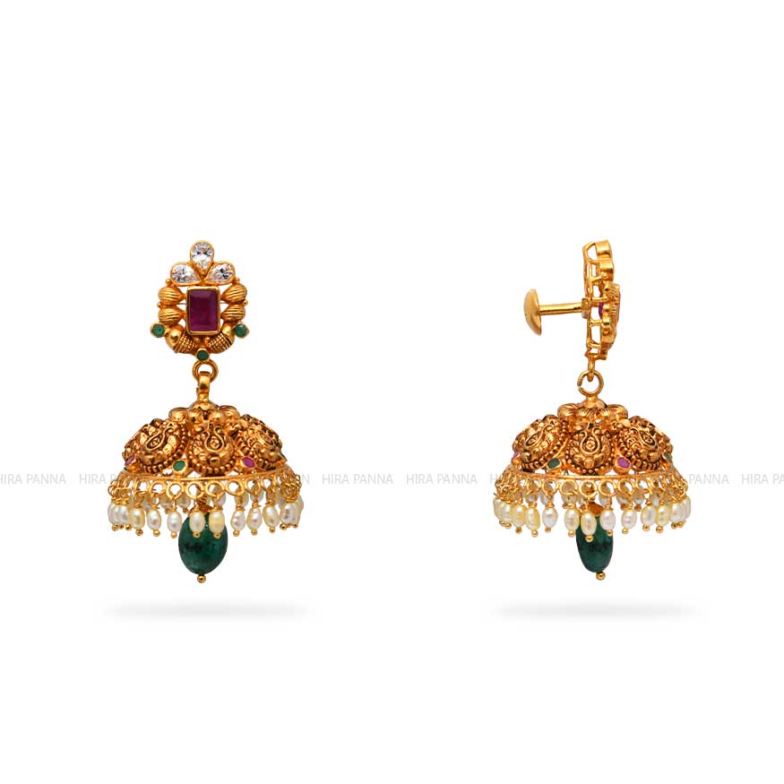 Gold Jhumka Earrings