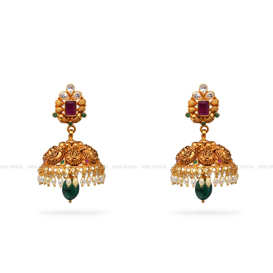 Gold Jhumka Earrings