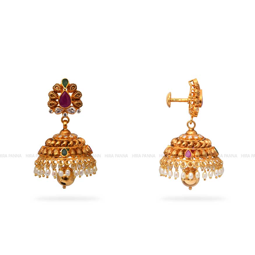 Gold Jhumka Earrings