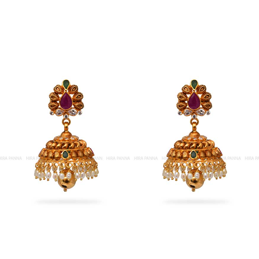 Gold Jhumka Earrings