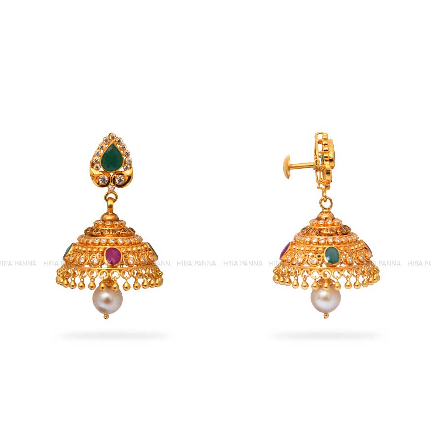 Gold Jhumka Earrings