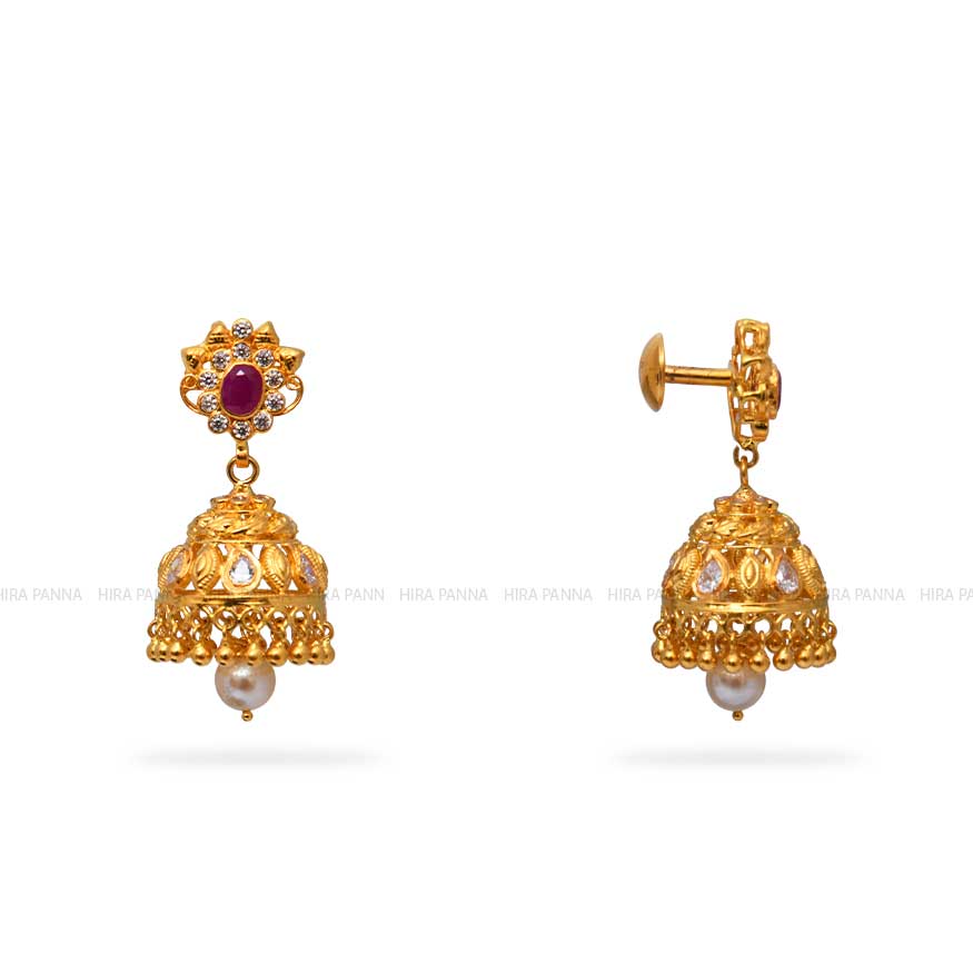 Gold Jhumka Earrings