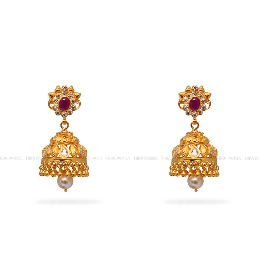 Gold Jhumka Earrings