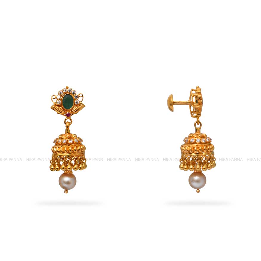 Gold Jhumka Earrings