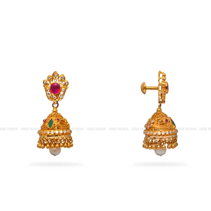 Gold Jhumka Earrings