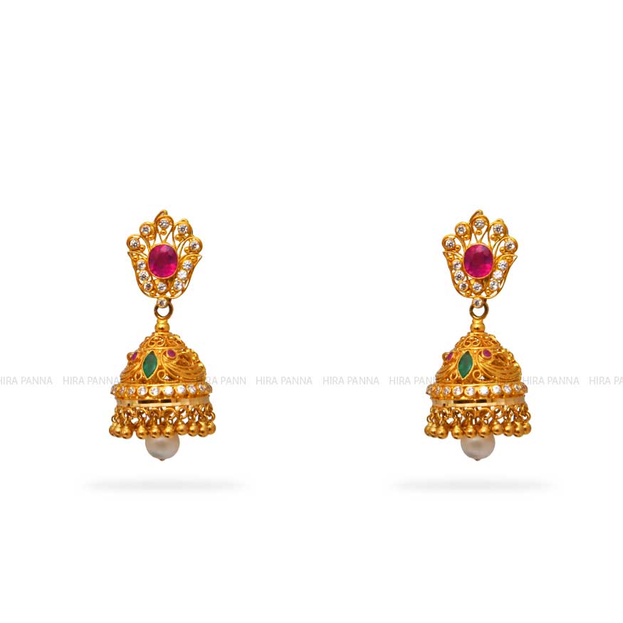 Gold Jhumka Earrings