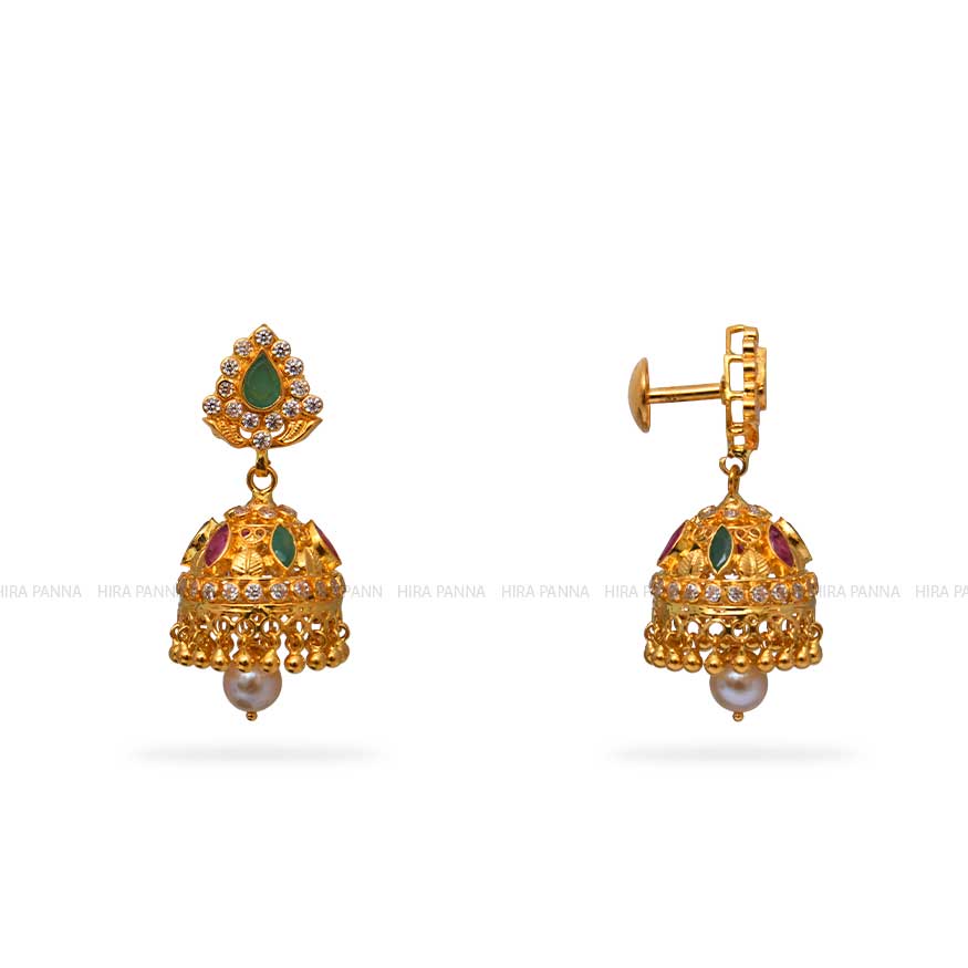 Gold Jhumka Earrings