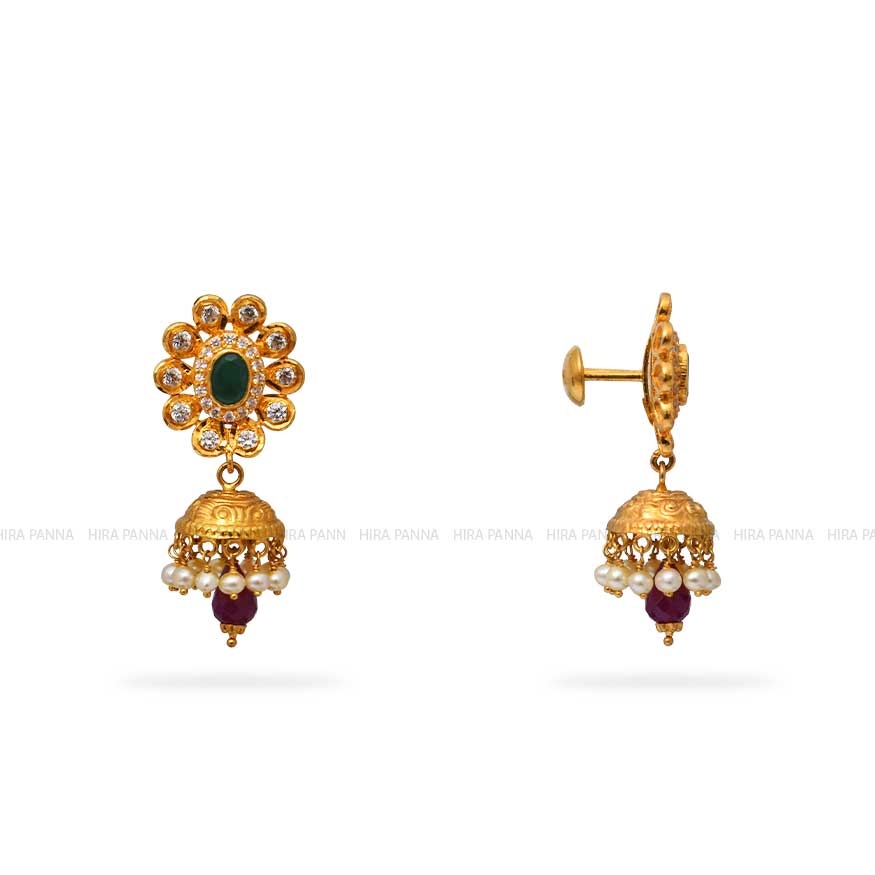 Gold Jhumka Earrings