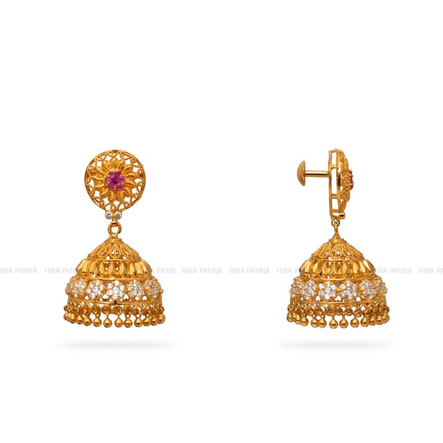 Gold Jhumka Earrings