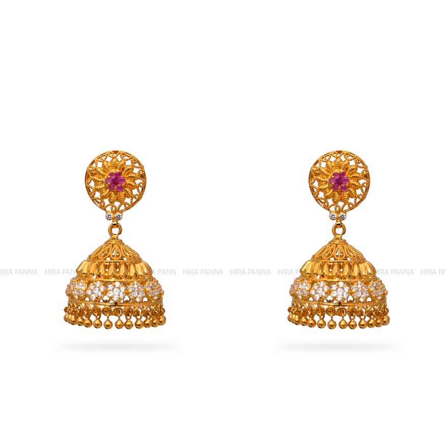 Gold Jhumka Earrings