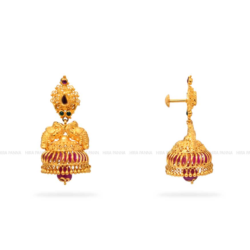 Gold Jhumka Earrings