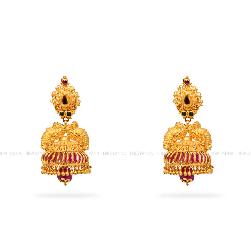 Gold Jhumka Earrings