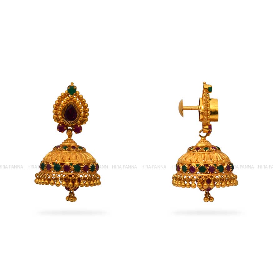 Gold Jhumka Earrings