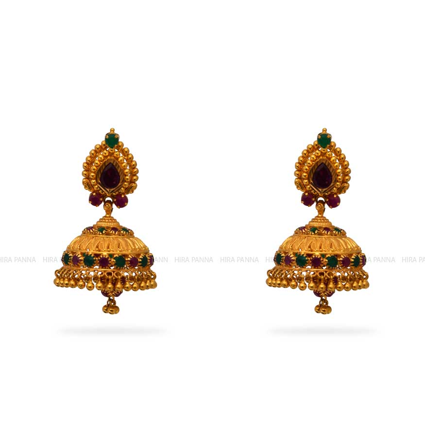 Gold Jhumka Earrings