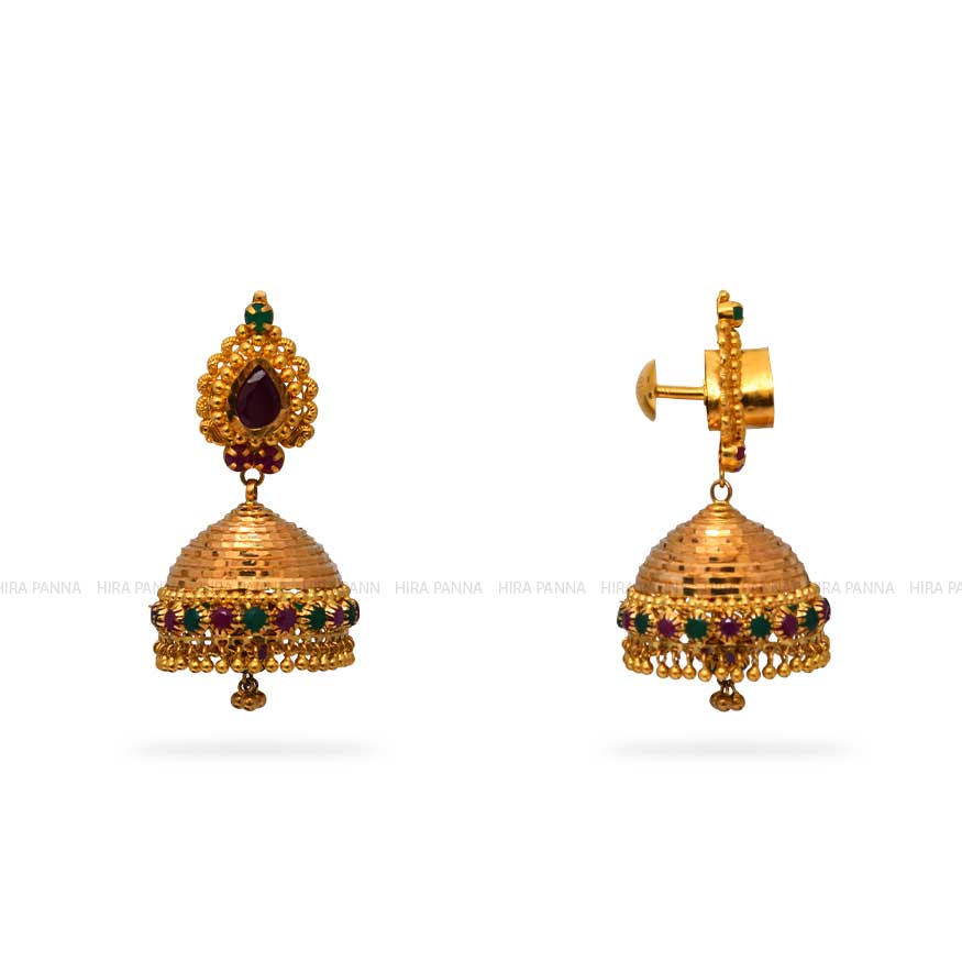 Gold Jhumka Earrings