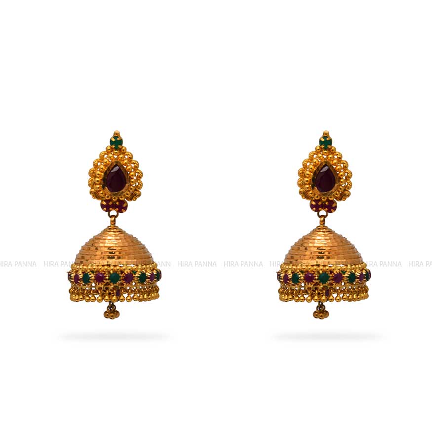 Gold Jhumka Earrings