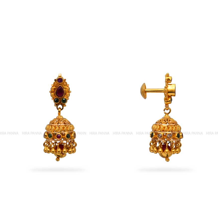 Gold Jhumka Earrings