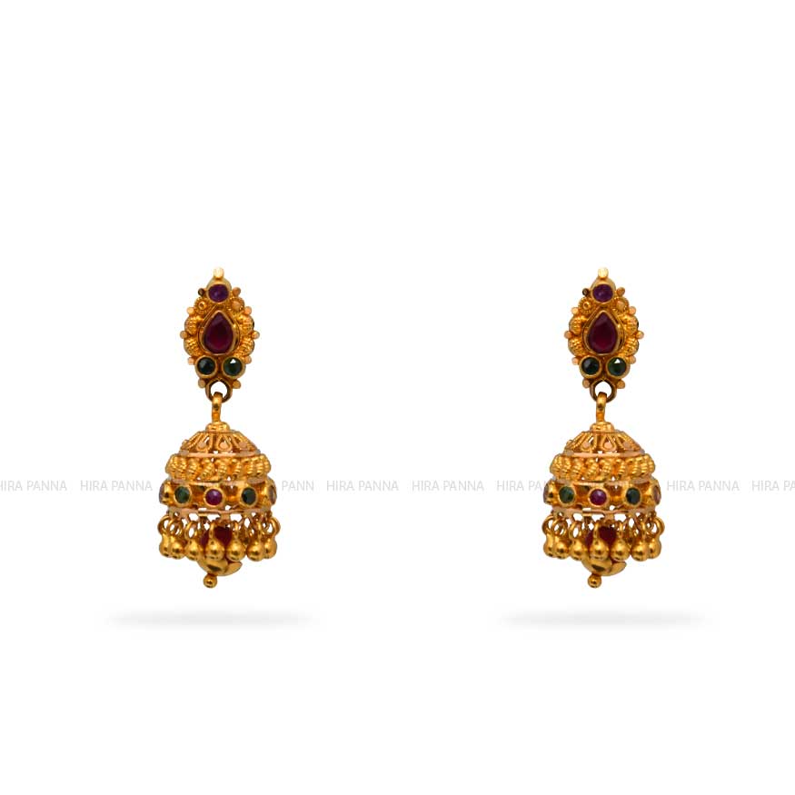 Gold Jhumka Earrings