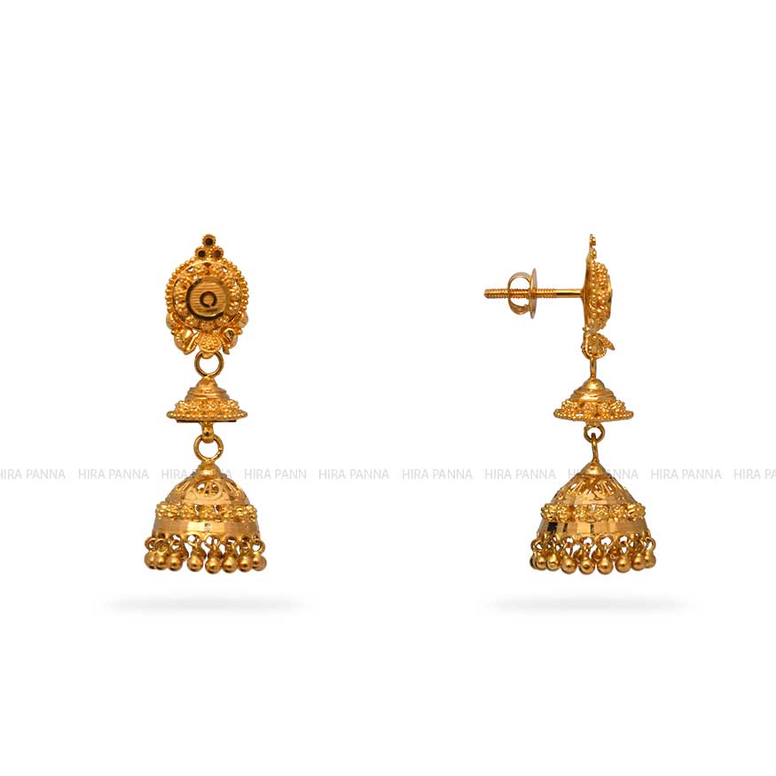 Gold Jhumka Earrings